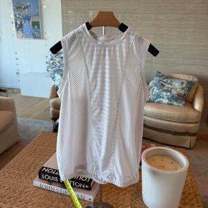 Lija White Mesh Muscle Tee